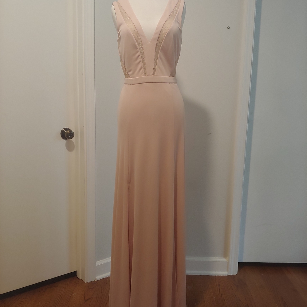 BCBG Maxazria, Long Rose/Nude Formal Dress, Size 10 NWT